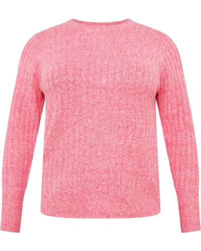Pletený nylonový priliehavý sveter Pieces Curve - ružová