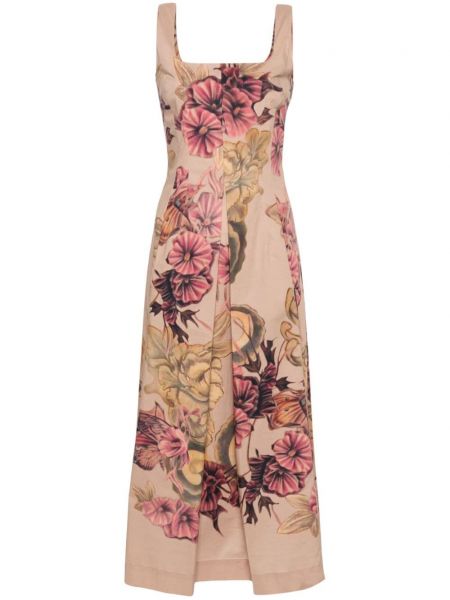 Kvetinové šaty s potlačou Alberta Ferretti hnedá