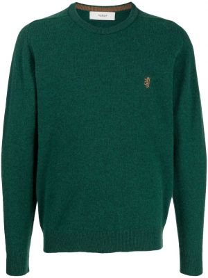 Haftowany sweter z okrągłym dekoltem Pringle Of Scotland zielony