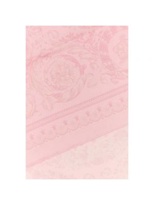 Jedwabna szal z nadrukiem Versace różowa