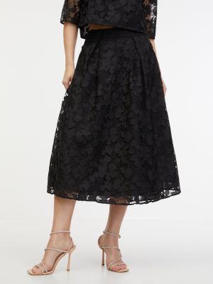 Midi φούστα με δαντέλα Orsay μαύρο