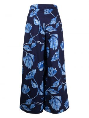 Spodnie w kwiatki z nadrukiem relaxed fit Patbo niebieskie
