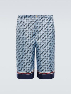 Pantaloni scurți de mătase Gucci albastru