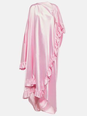 Saténové midi šaty s volány Acne Studios růžové