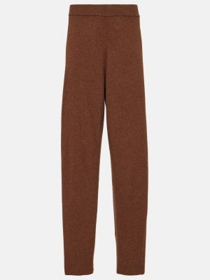 Шерстяные прямые брюки с высокой талией Lemaire коричневые
