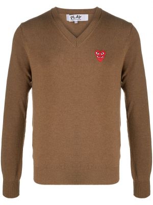 Haftowany sweter w serca Comme Des Garcons Play