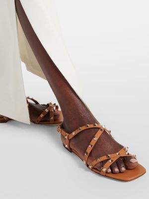 Kožené sandály Valentino Garavani béžové