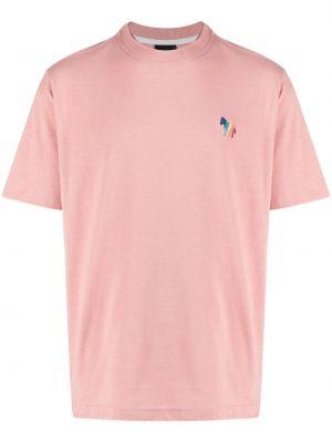 Βαμβακερή μπλούζα με κέντημα Ps Paul Smith ροζ