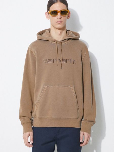 Pamučna hoodie s kapuljačom Carhartt Wip smeđa