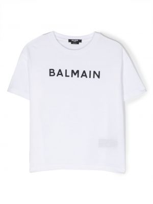 Printti t-paita tytöille Balmain Kids valkoinen