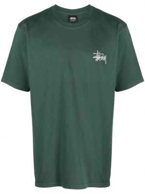 Bavlnené tričko s potlačou Stüssy zelená