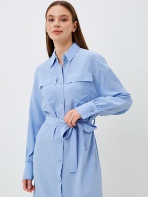 Платье-рубашка Eleganzza голубое
