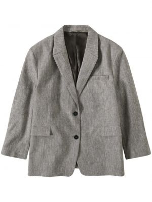 Oversized lněné vlněné sako Closed šedé