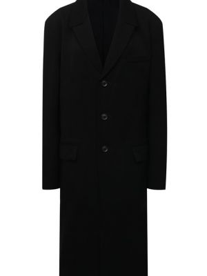 Шерстяное пальто Yohji Yamamoto черное