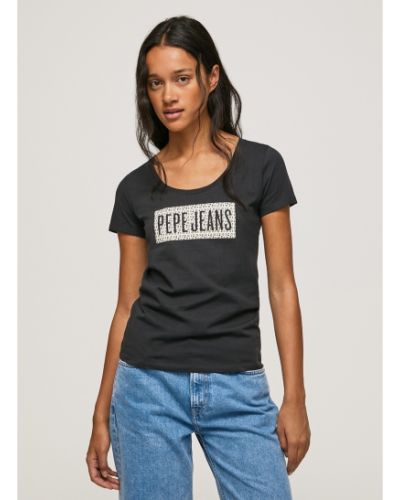 Camiseta manga corta de cuello redondo Pepe Jeans negro