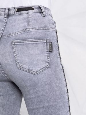 Skinny džíny s vysokým pasem Philipp Plein šedé