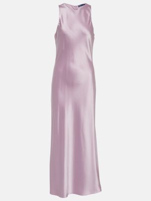 Saténové dlouhé šaty Polo Ralph Lauren fialové