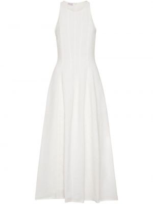 Sukienka wieczorowa bez rękawów plisowana Brunello Cucinelli biała