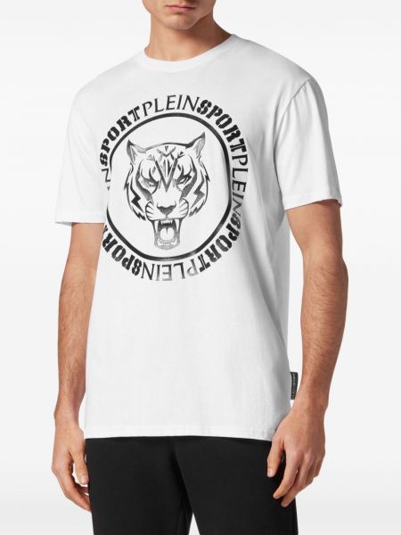 T-shirt de sport en coton à imprimé et imprimé rayures tigre Plein Sport
