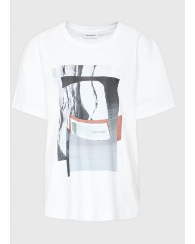 T-shirt à imprimé Calvin Klein Curve blanc