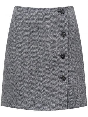 Vlněné mini sukně s knoflíky 12 Storeez černé