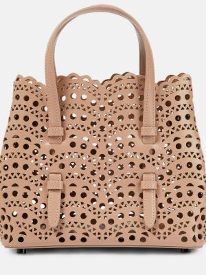 Kožená nákupná taška Alaã¯a hnedá