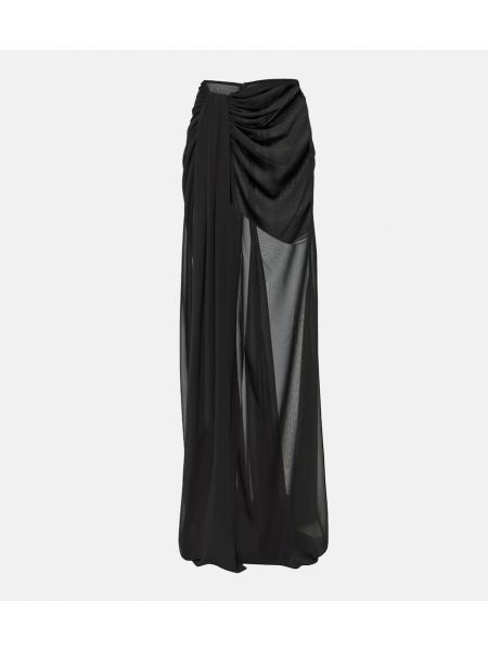 Asimetrična maksi suknja s draperijom Mônot crna
