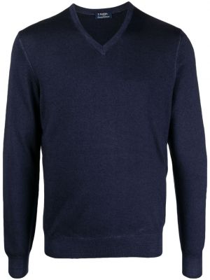 Вълнен пуловер с v-образно деколте Barba синьо