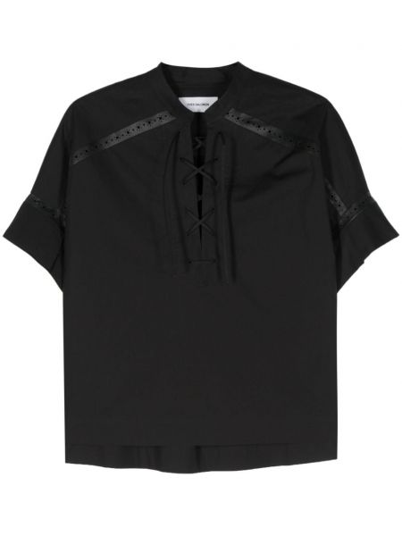 Δερμάτινη μπλούζα Yves Salomon μαύρο