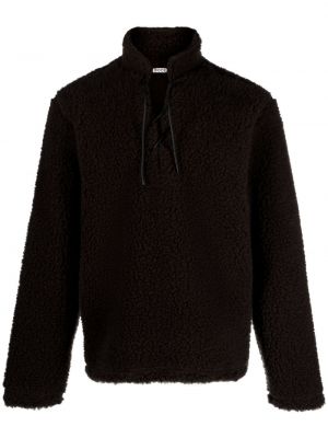 Krajkový fleecový šněrovací pulovr Bode hnědý