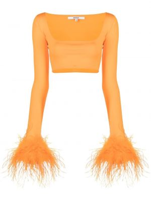 Crop topiņš ar spalvām Manuri oranžs