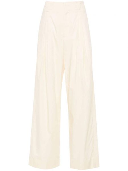 Plisované rovné kalhoty Bottega Veneta bílé