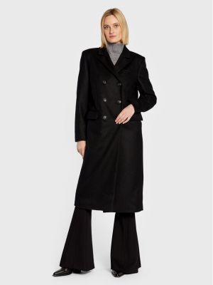 Μάλλινο παλτό Trussardi μαύρο