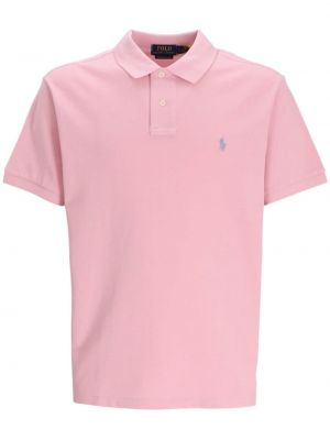Pamučna polo majica s vezom Polo Ralph Lauren ružičasta
