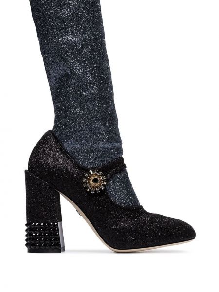 Iš natūralios odos auliniai batai Dolce & Gabbana juoda