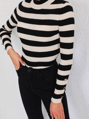 Svītrainas džemperis ar pogām Bi̇keli̇fe melns