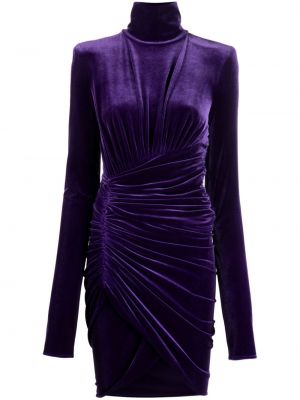 Drapiruotas suknele kokteiline velvetinis Alexandre Vauthier violetinė