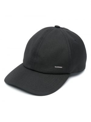 Haftowana czapka z daszkiem bawełniana Sandro czarna