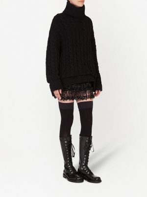 Žakárové mini sukně s korálky Dolce & Gabbana černé