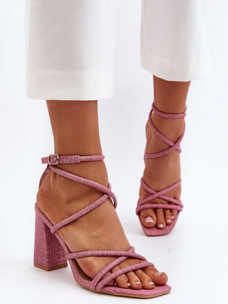 Sandales ar augstiem papēžiem Kesi rozā