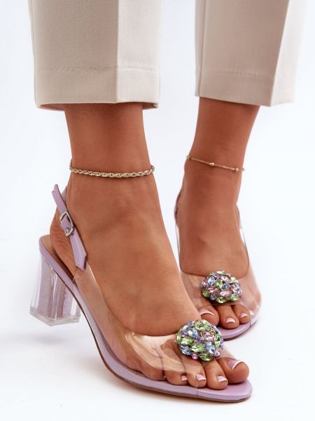 Sandale cu toc cu toc înalt transparente Kesi violet