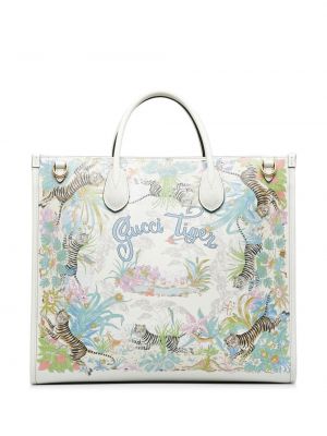 Tigrovaná nákupná taška Gucci Pre-owned biela