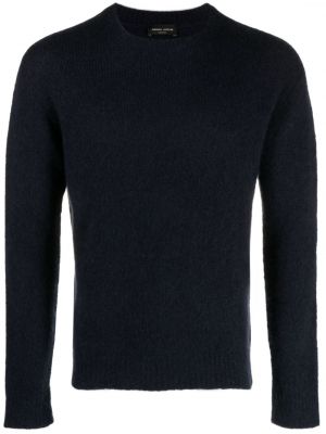 Пуловер с кръгло деколте Roberto Collina синьо