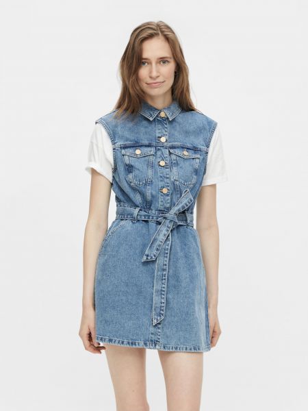 Rochie din denim Pieces albastru