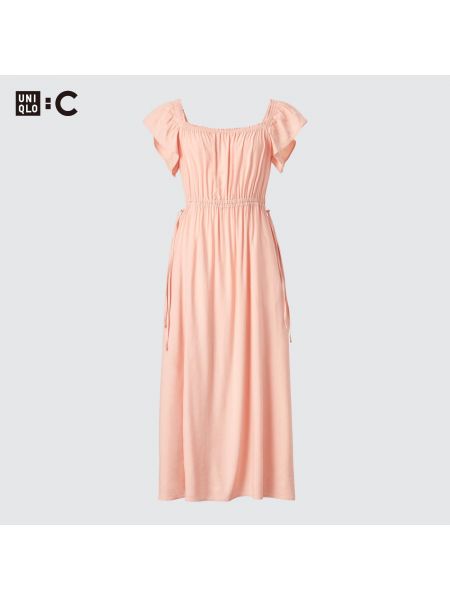 Платье мини с коротким рукавом Uniqlo розовое