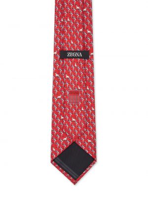 Hedvábná kravata s potiskem Zegna červená