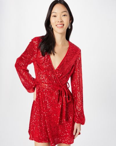 Robe de cocktail Bardot rouge
