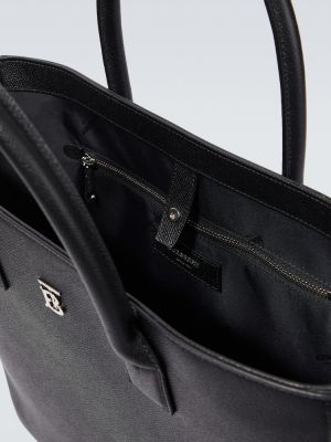 Slim fit kožená nákupná taška Burberry čierna