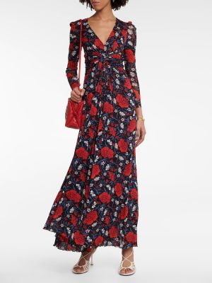 Robe longue à fleurs Diane Von Furstenberg bleu