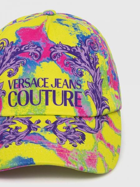 Pamučna kapa s printom Versace Jeans Couture zelena
